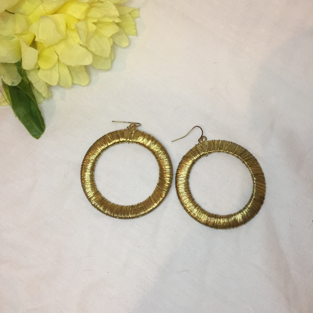 Vintage Gold colored wrap hoops earrings